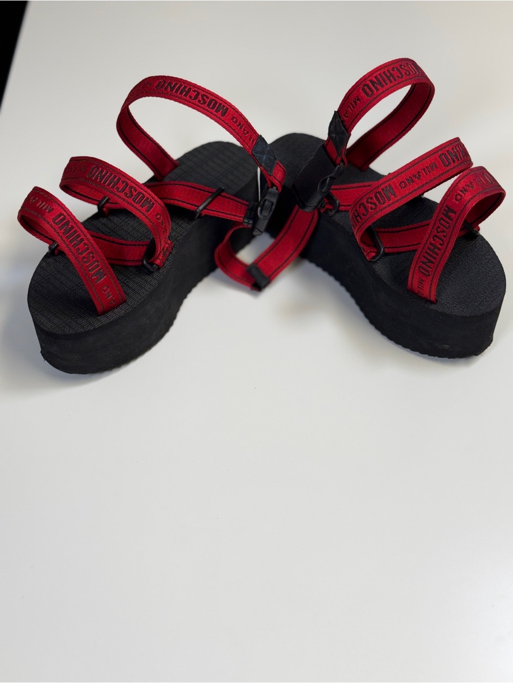 Moschino Red Platform Strap Sandals - Picture 2 of 5
